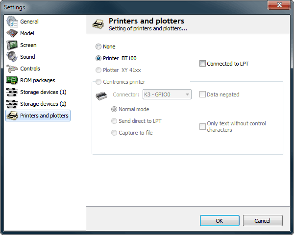 printers and plotters settings